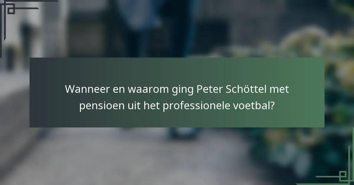 Wanneer en waarom ging Peter Schöttel met pensioen uit het professionele voetbal?