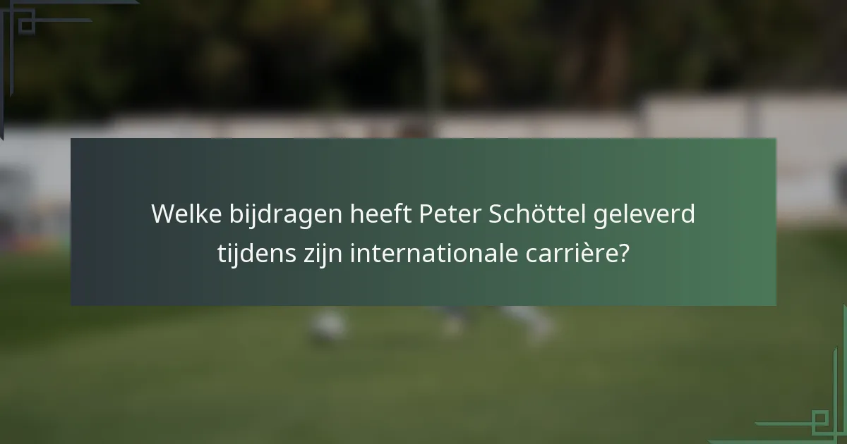 Welke bijdragen heeft Peter Schöttel geleverd tijdens zijn internationale carrière?